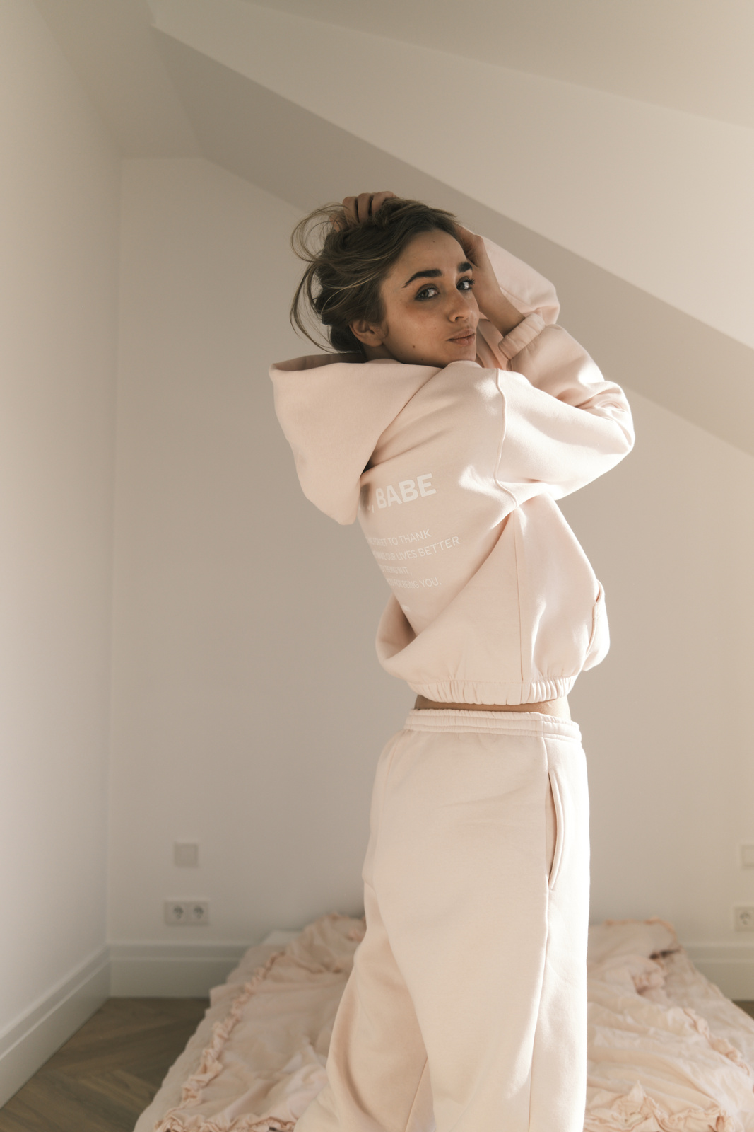 Blush Pink Hoodie "Abby" with Fleece