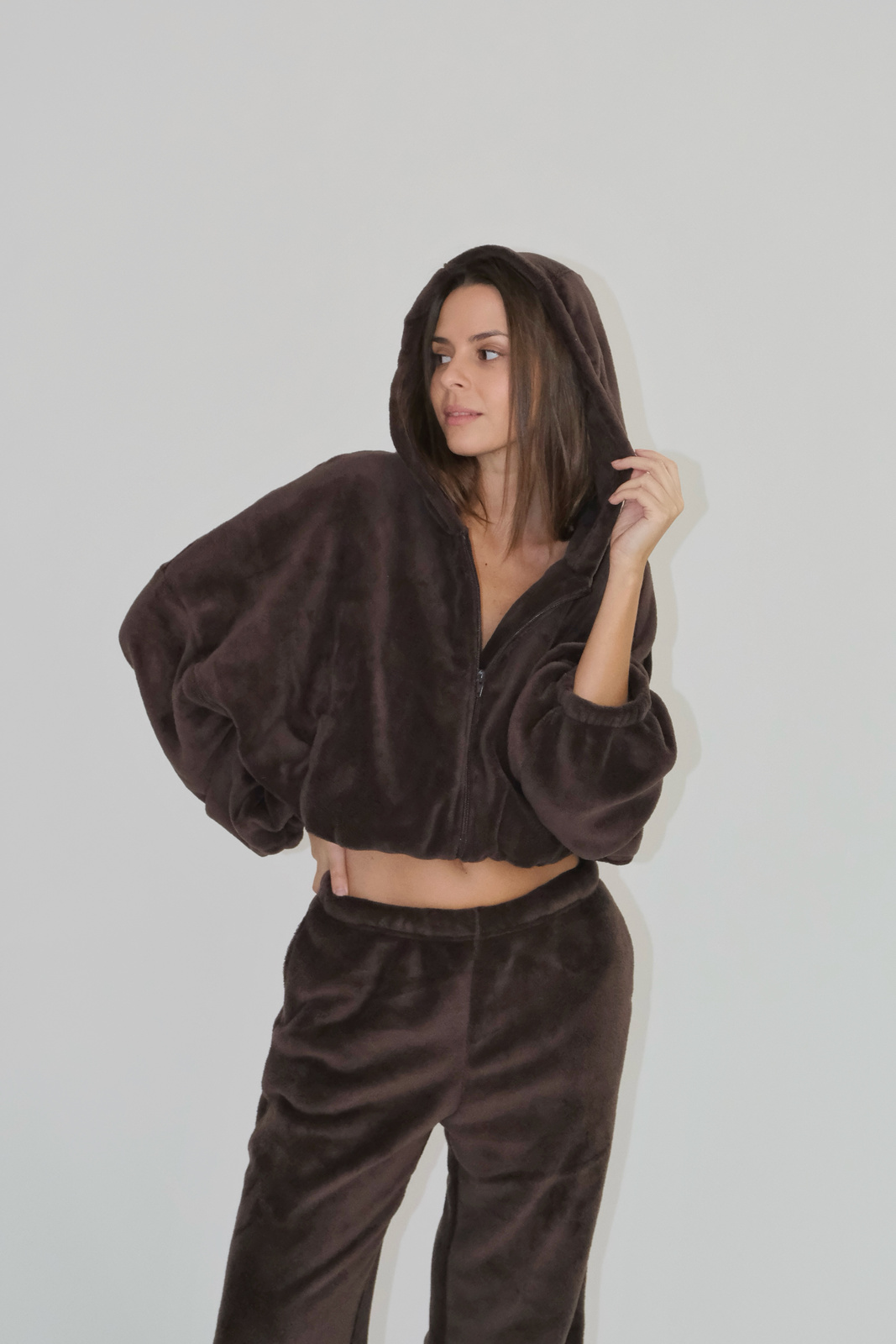 Brown Zipped Hoodie "Rene"