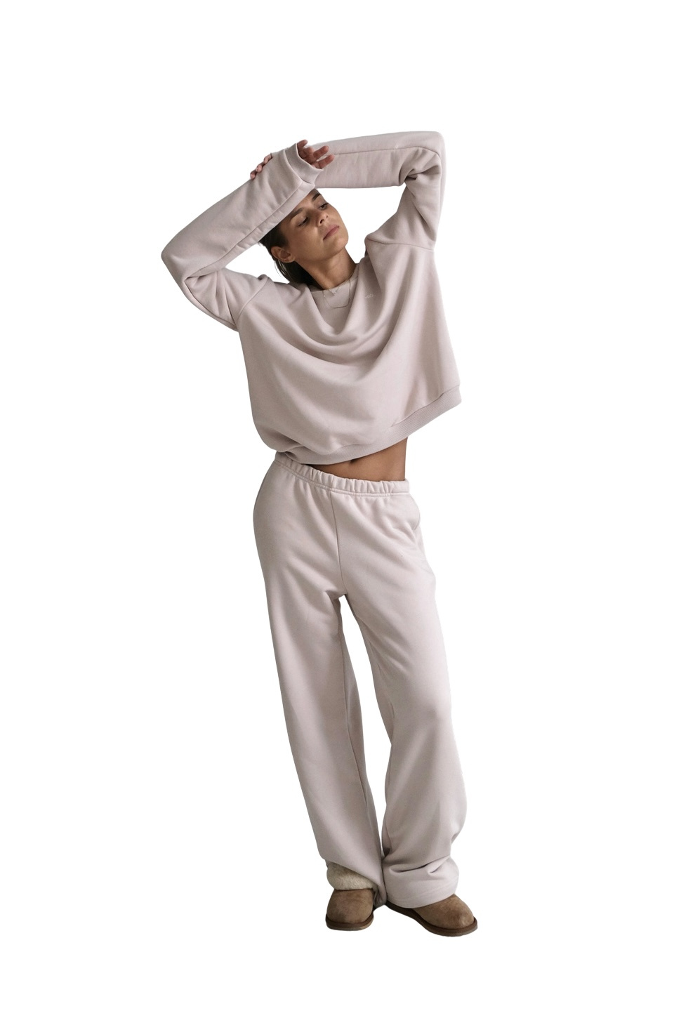 Wide Sweatpants "Rene" in Powder Beige