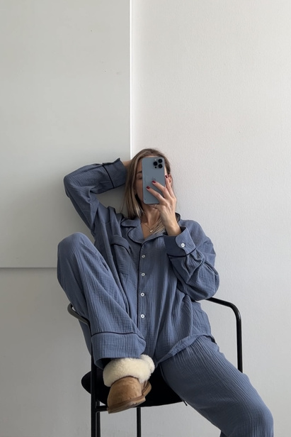 Blue Denim Muslin Shirt "Taylor"