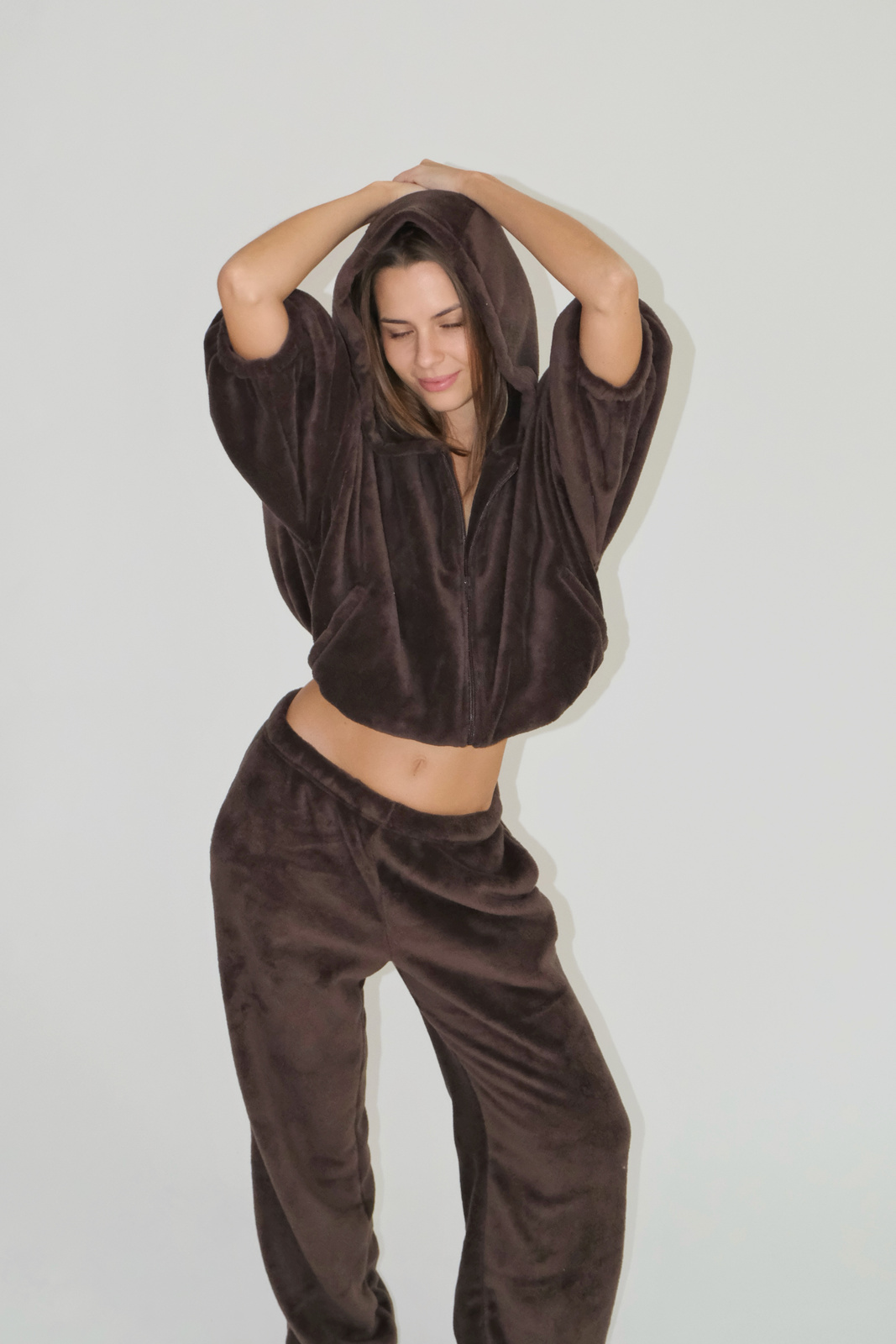 Brown Zipped Hoodie "Rene"