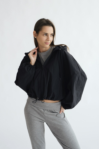 Black Windbreaker Jacket "Rene"