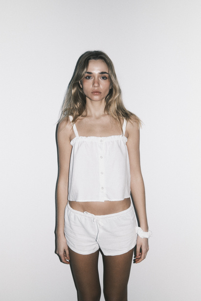 White Textured Shorts "Alice"