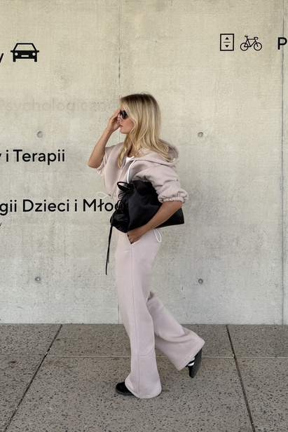 Wide Sweatpants "Rene" in Beige with Fleece