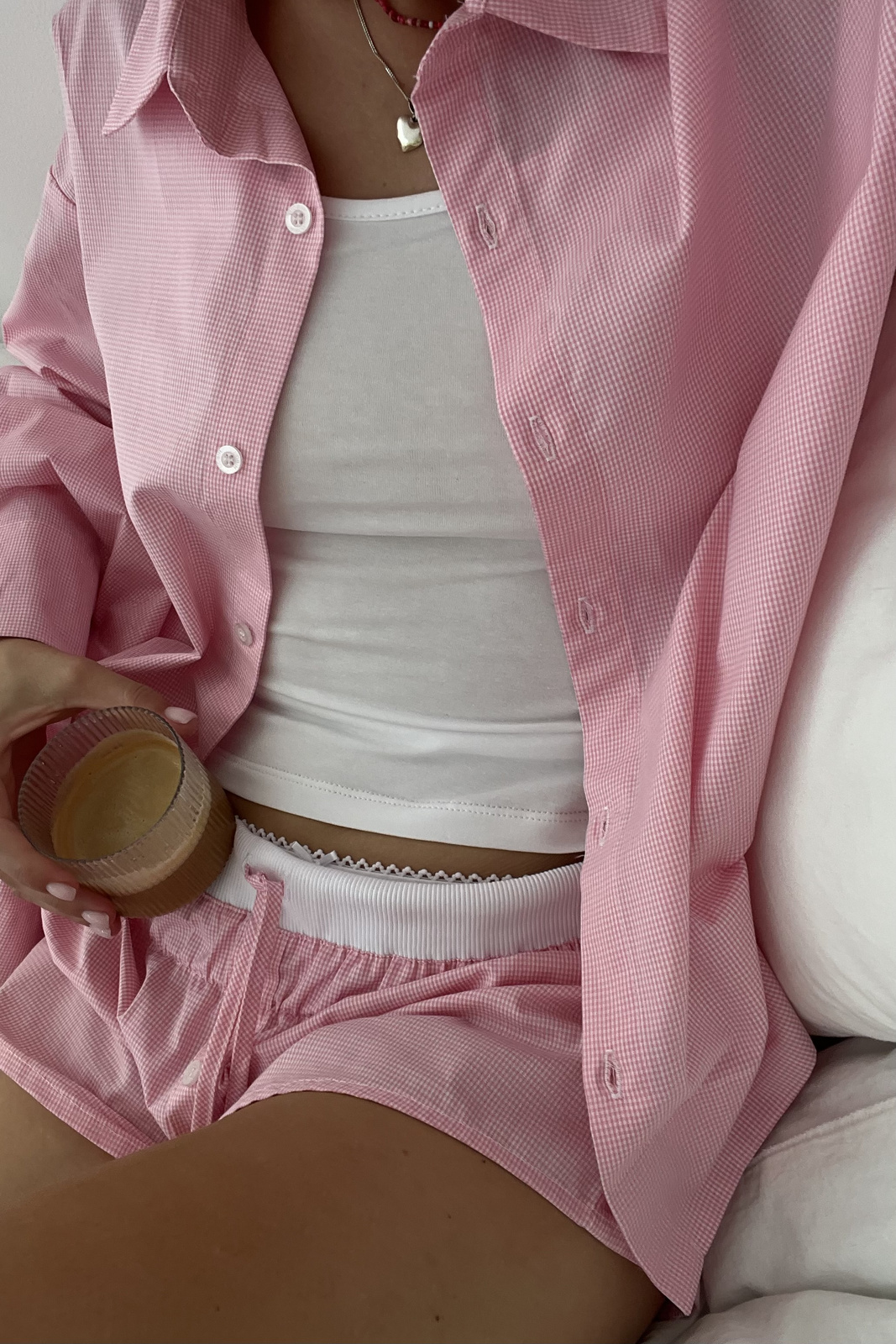 Pink Checkered Shirt "Kaia"