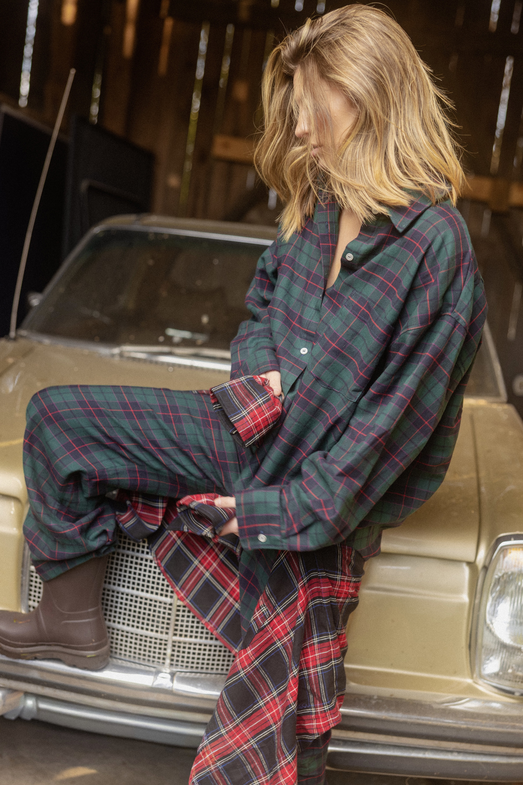 Green Checkered Oversized Shirt "Alva"