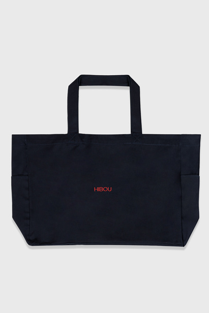 Canvas Navy Tote Bag with Red Logo