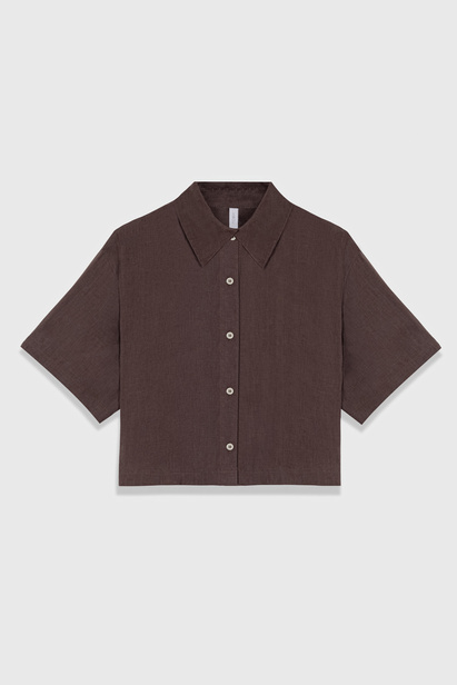 Brown Linen Shirt "Flavia"
