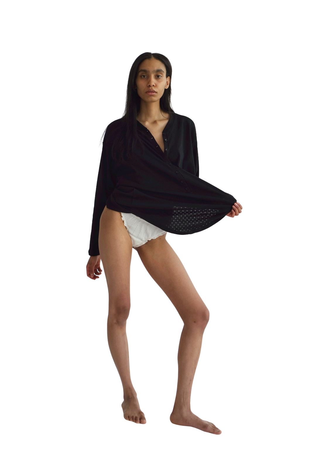 Black Pointelle Longsleeve "Lisa"